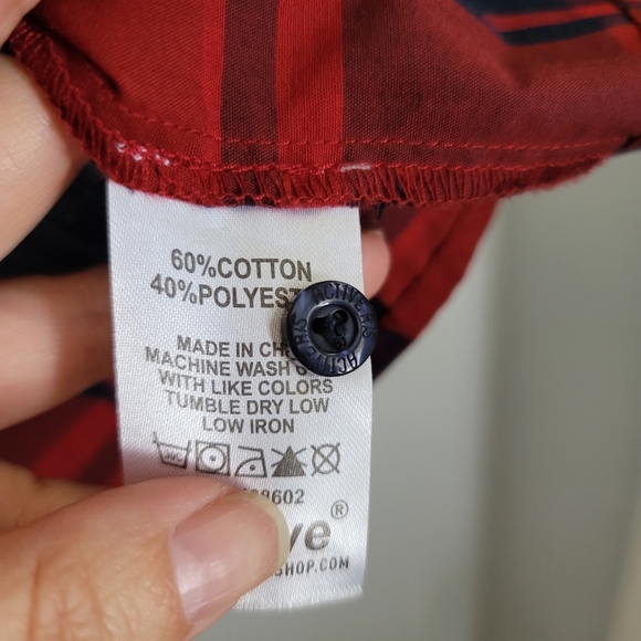 Active Ride Shop Mens Shirt XL Red Navy Plaid Button Up Short Sleeve - Picture 6 of 6